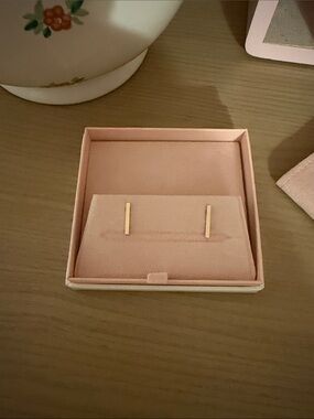 Jennifer Meyer Pink Rose Gold Long Bar Earrings